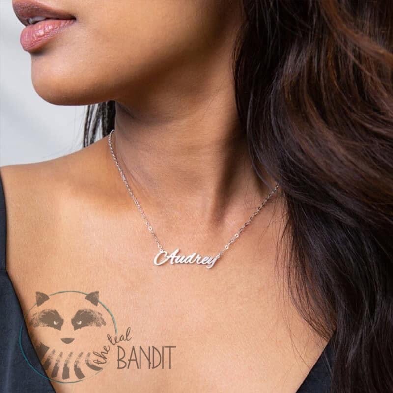 Custom Name Jewelry The Teal Bandit Necklace Gold 