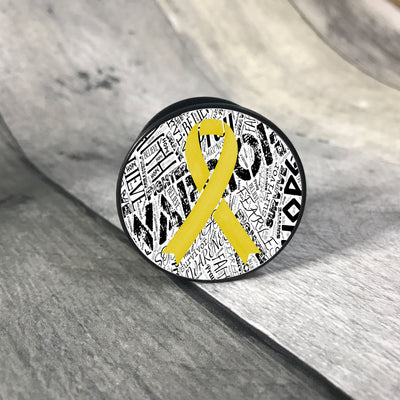 Awareness Ribbon phone grips - word background phone grip The Teal Bandit yellow white 