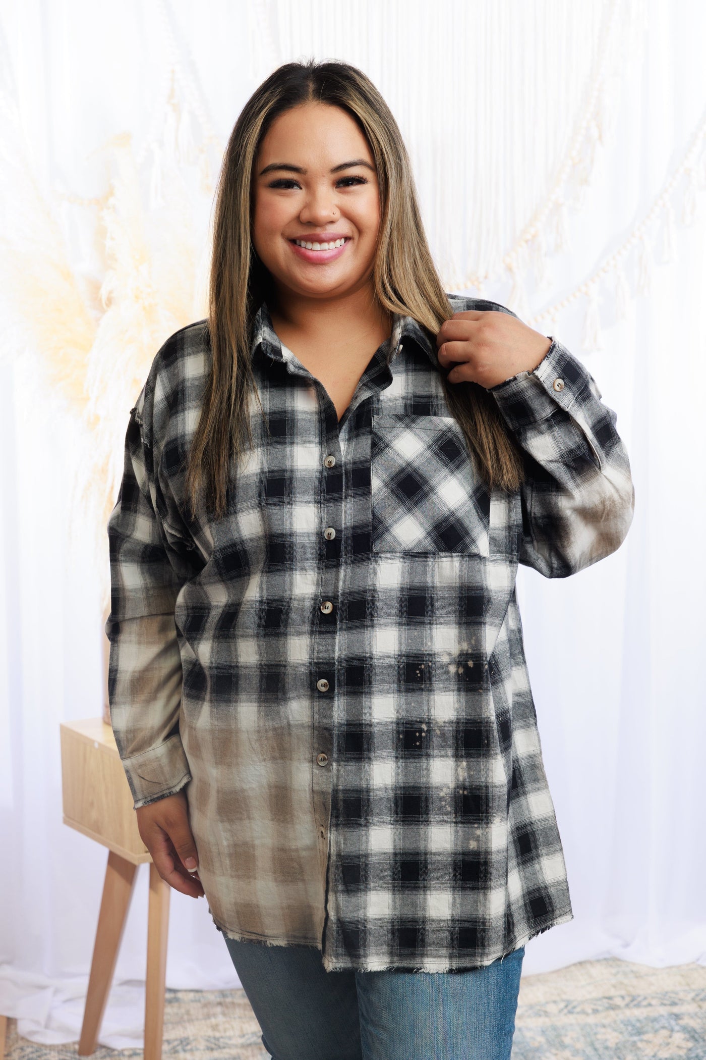 Bleached Plaid Flannel Giftmas BS75 