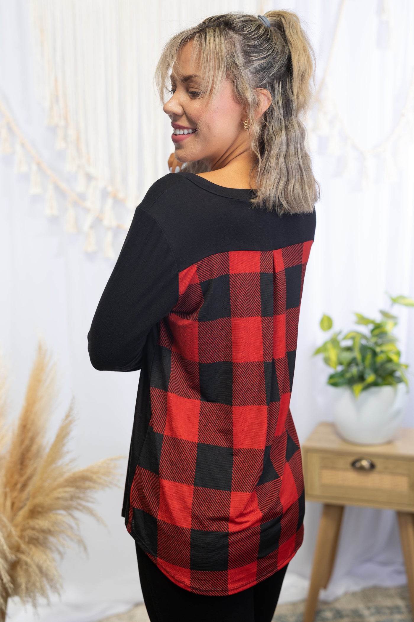 Double Take - Buffalo Plaid Top Giftmas BS20 