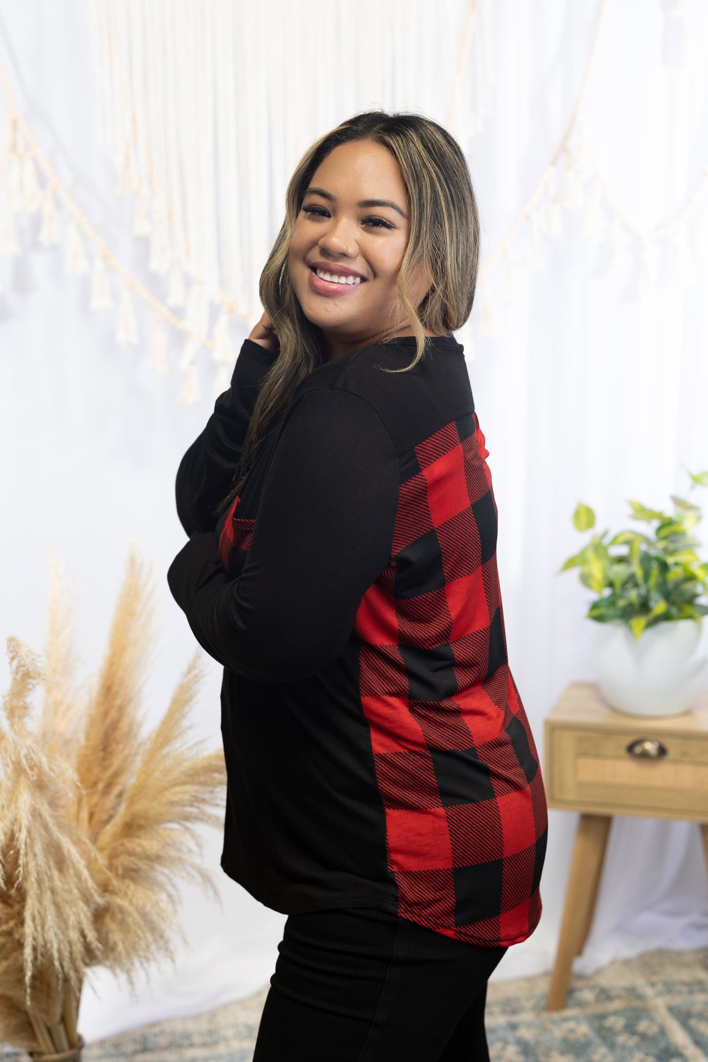 Double Take - Buffalo Plaid Top Giftmas BS20 