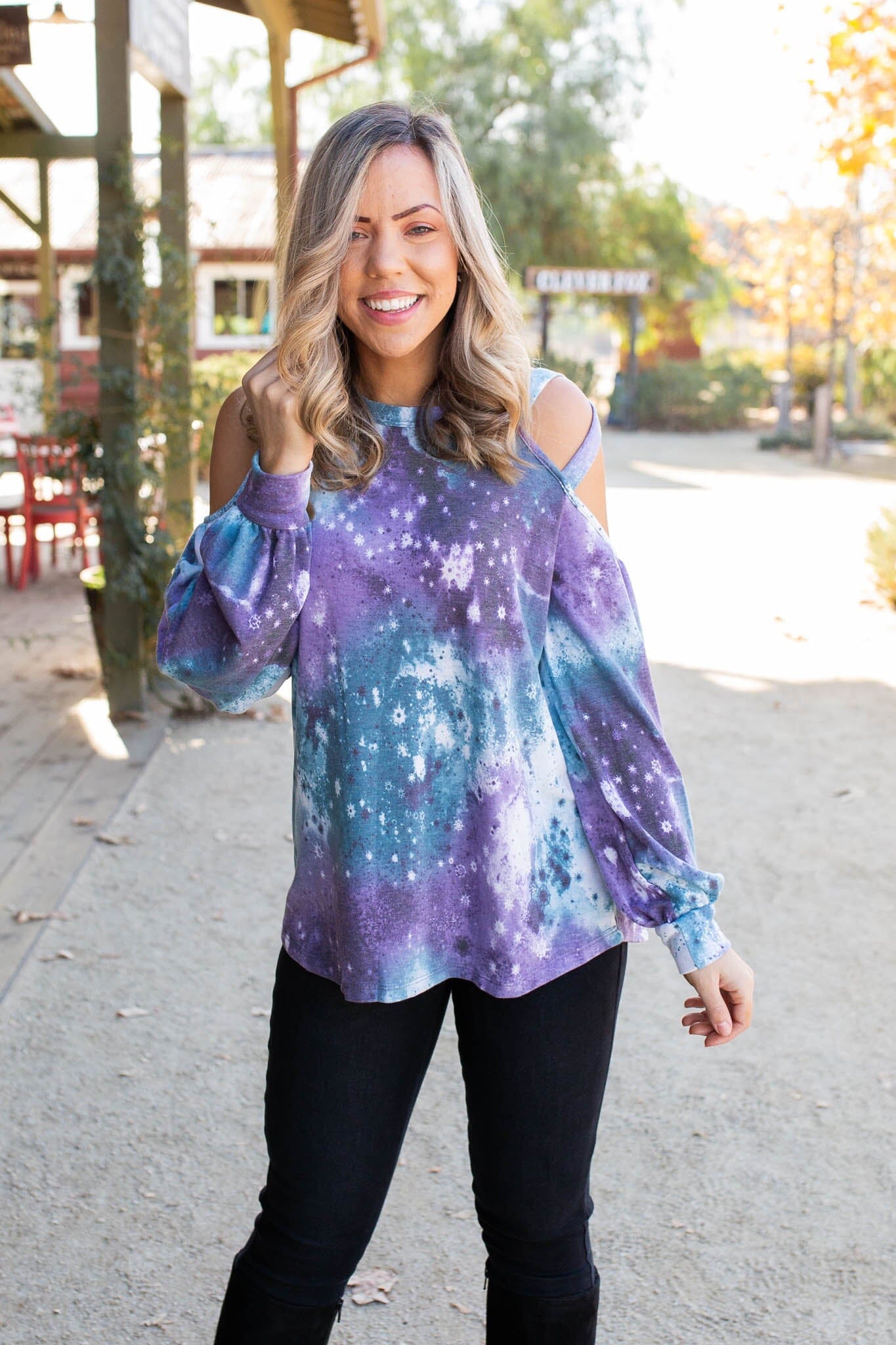 To The Moon And Back Caged Shoulder Top Giftmas Boutique Simplified 