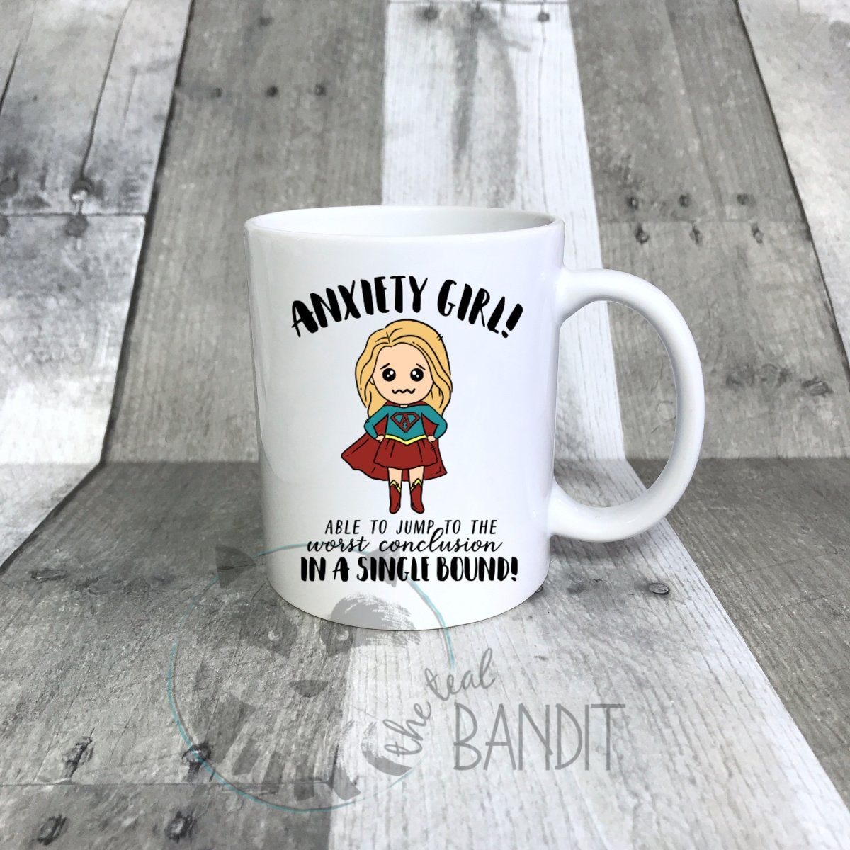 "Anxiety Girl" mug mug The Teal Bandit 