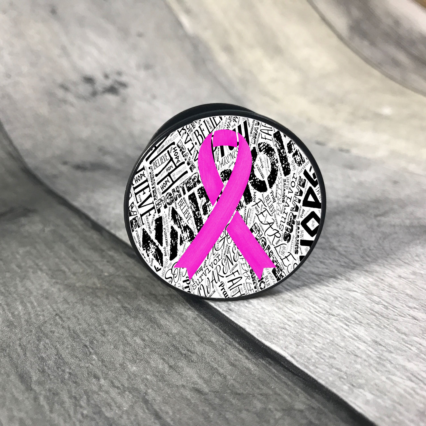 Awareness Ribbon phone grips - word background phone grip The Teal Bandit pink white 
