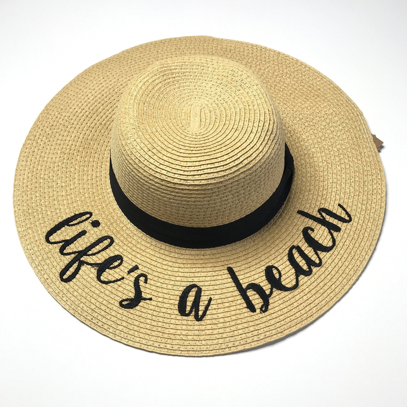 Floppy Straw Hat - "Life's a Beach" Adult straw floppy hat The Teal Bandit 
