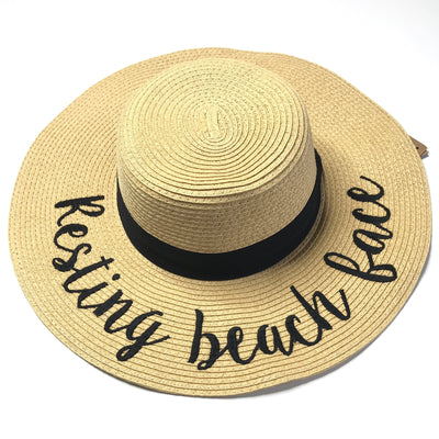 Floppy Straw Hat - "Resting Beach Face" Adult straw floppy hat The Teal Bandit 