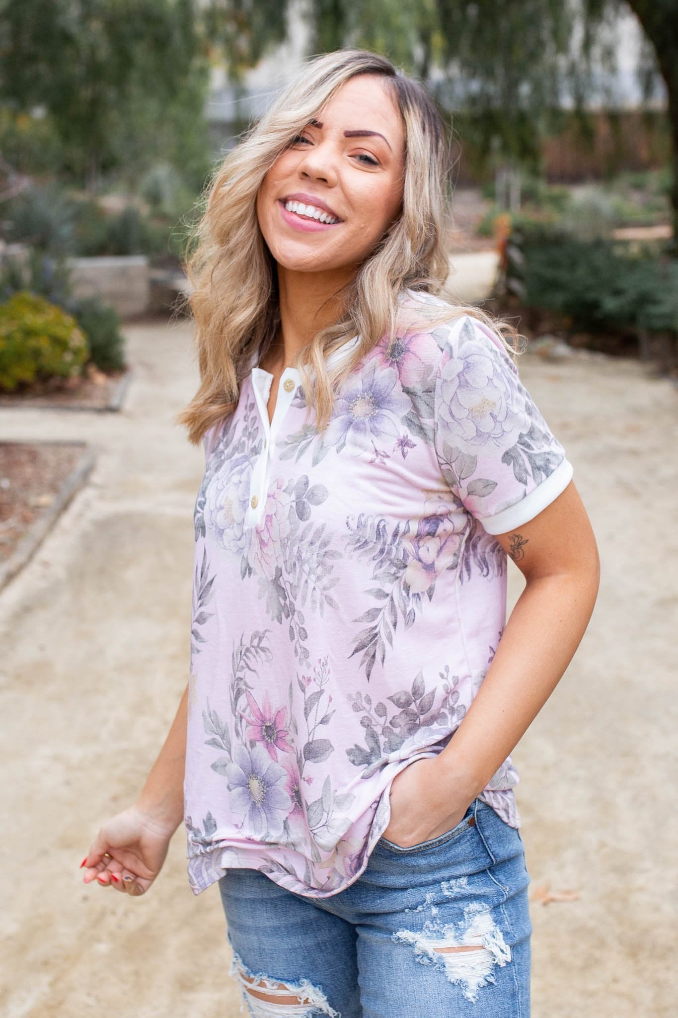 Hopeful Floral Short Sleeve Top Boutique Simplified 