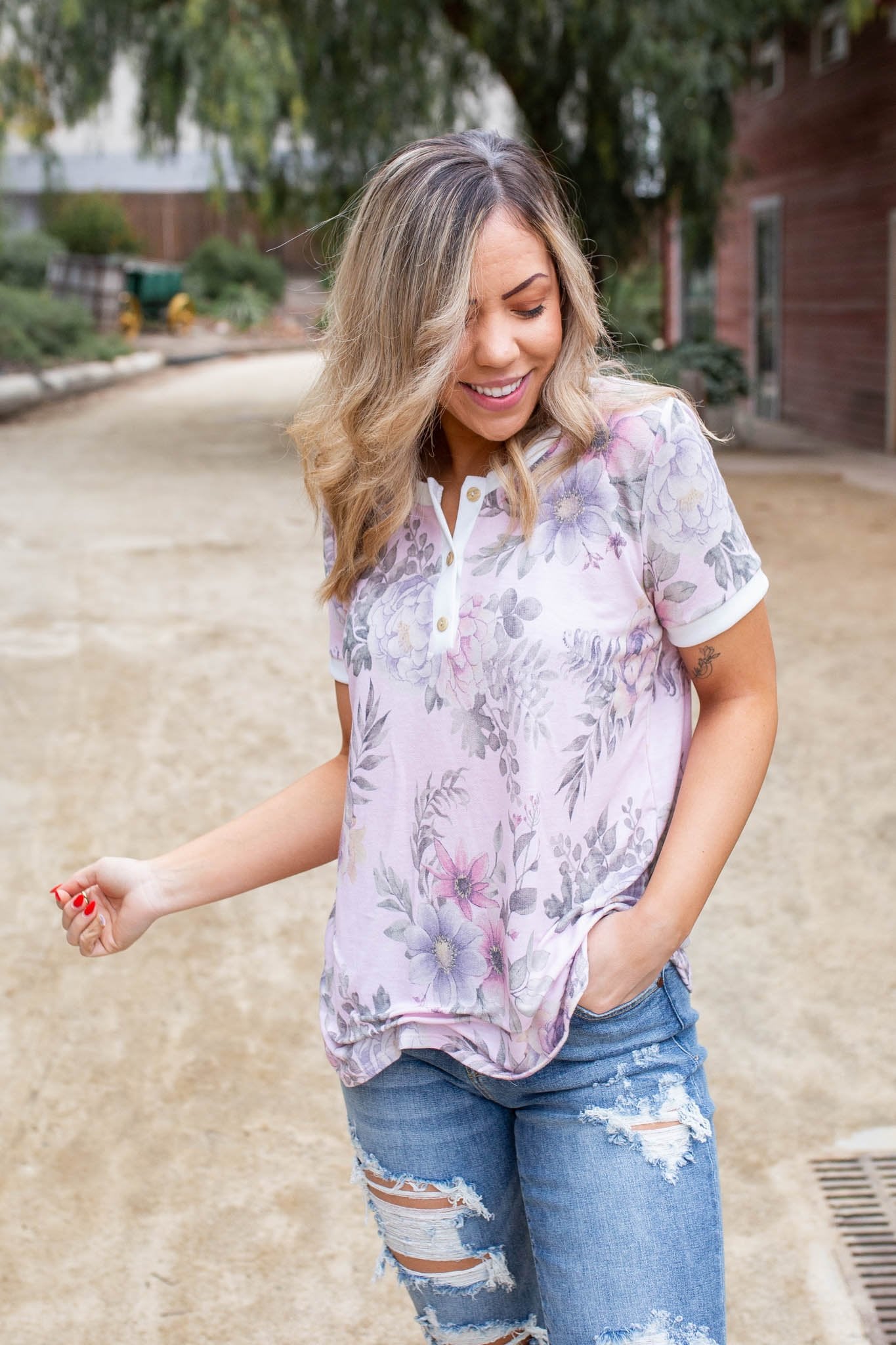 Hopeful Floral Short Sleeve Top Boutique Simplified 