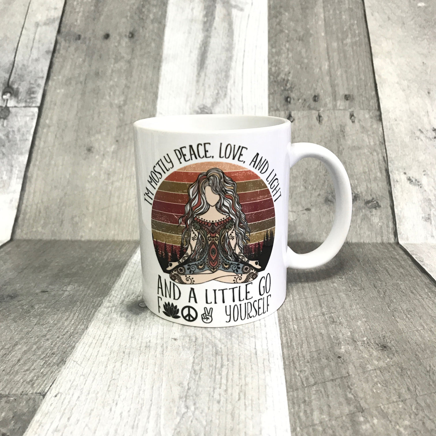 "Mostly Peace, Love, and Light" mug mug The Teal Bandit 